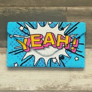 Ricki Designs Beaded Clutch with 'YEAH!' Design